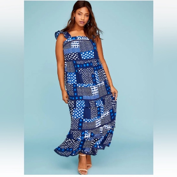 Lane Bryant Plus Size 16 Boho
Strapless Blue Patchwork Maxi Dress
Size 16 NWT - Picture 2 of 13